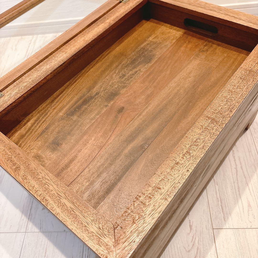 木製テーブル アクセサリーケース ディスプレイ ガラス蓋つき ガラス天板