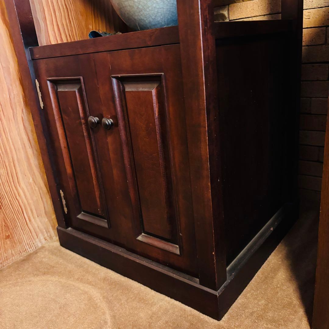 飾り棚　木製　朝鮮棚　四方棚　本棚　オーブンシェルフ 茶棚　壺　ダークブラウン