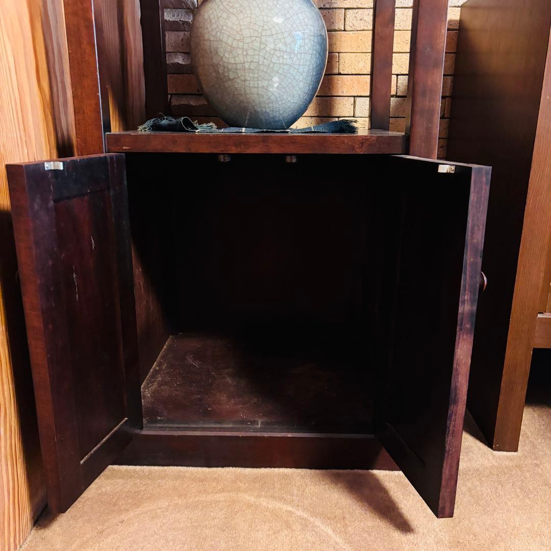 飾り棚　木製　朝鮮棚　四方棚　本棚　オーブンシェルフ 茶棚　壺　ダークブラウン