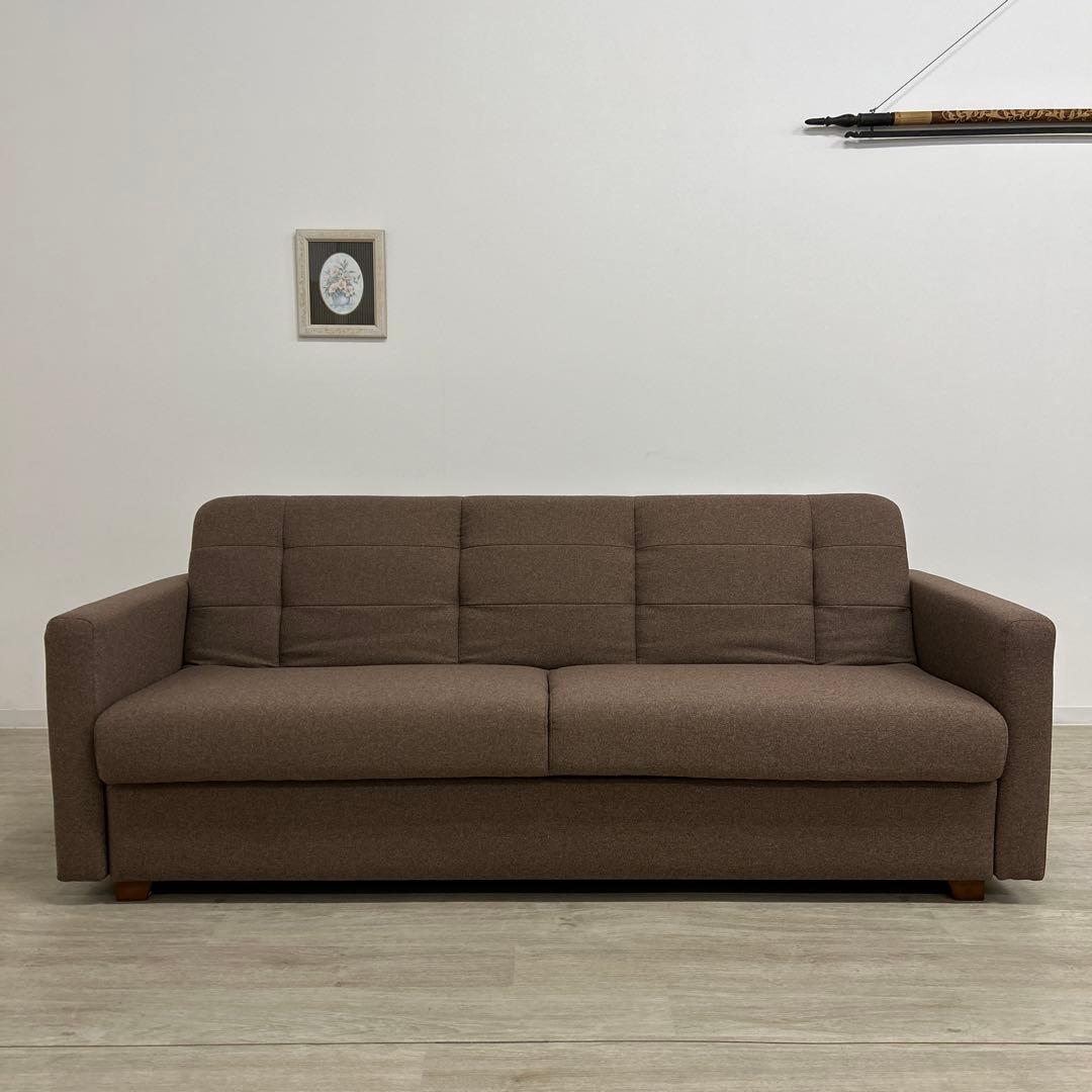 九州限定☆ソファベッド 収納庫付 ソファ シングルベッド ブラウン 開梱設定配送