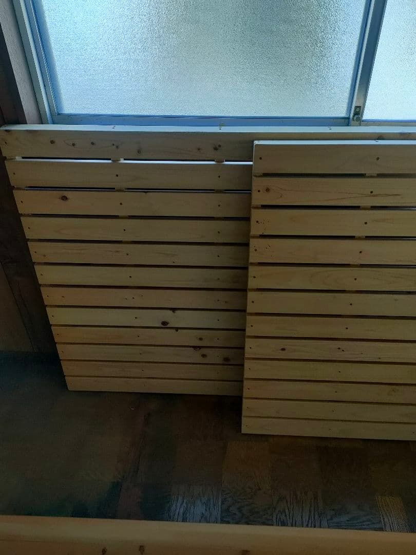 【引取：兵庫県西宮市】ひのき100％でがっしりした木製すのこベッド セミダブル