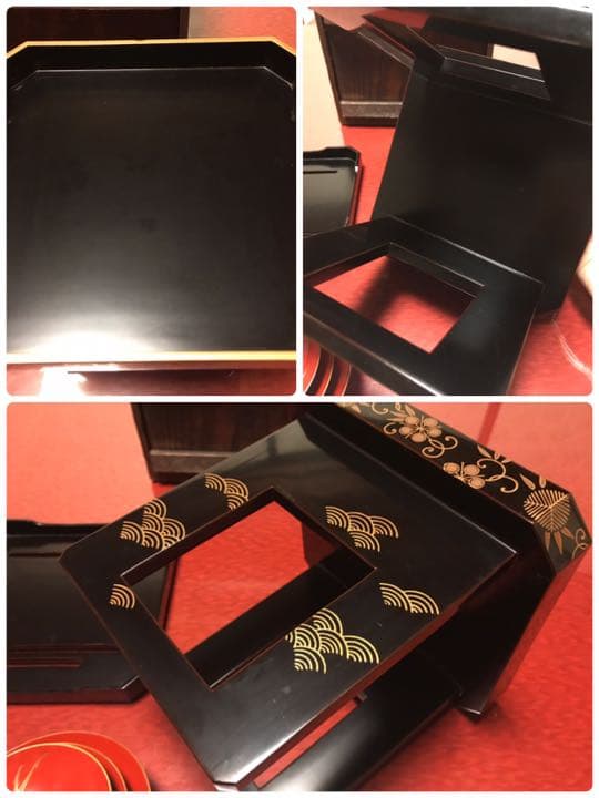 松竹梅 蒔絵 盃台 セット 在銘