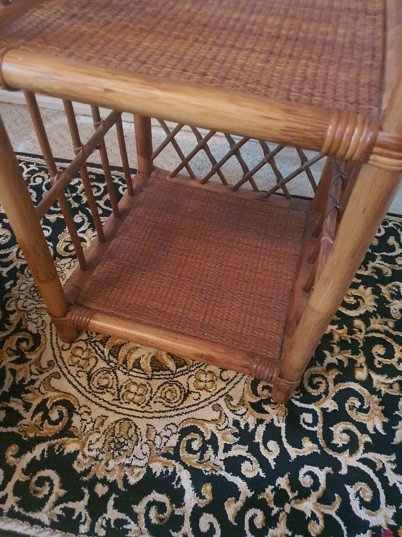 週末大幅値引き！アンティークラタンアーチ型4段シェルフ