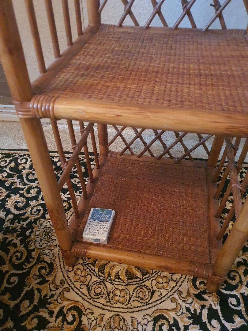 週末大幅値引き！アンティークラタンアーチ型4段シェルフ