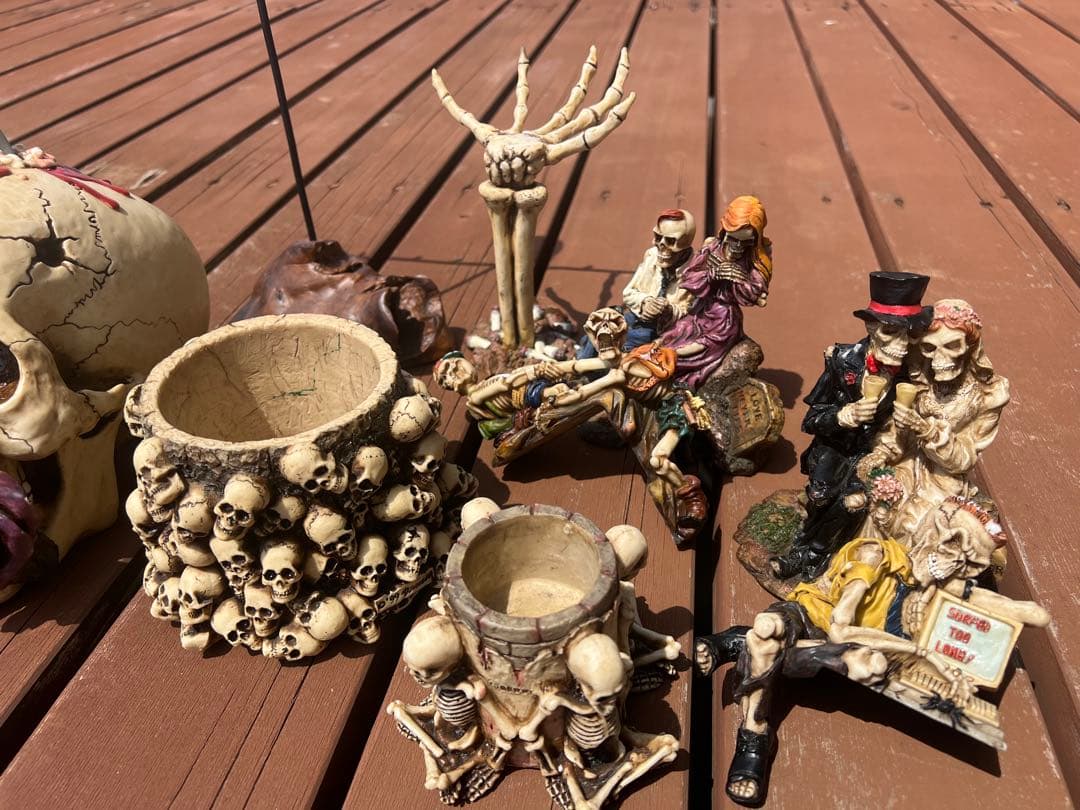 ドクロの置物セット 髑髏 スカル 小物入れ 小物置き 灰皿 インテリア オブジェ