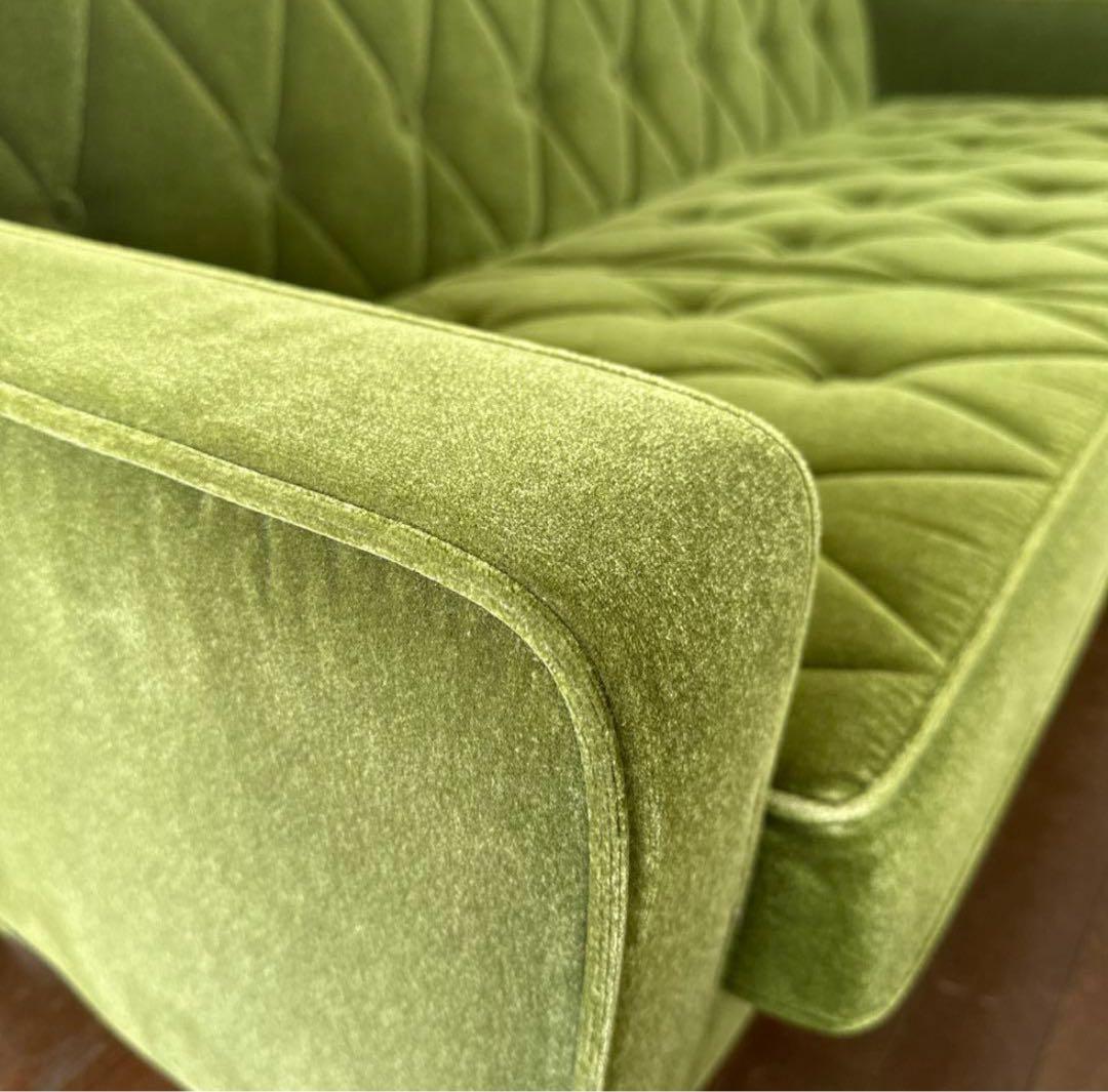 カリモク60 ロビーチェア　3シーター　モケットグリーン