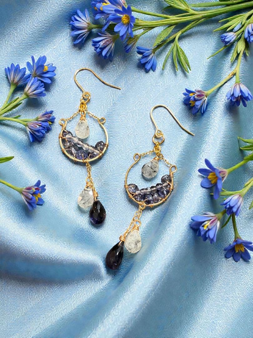 アイオライト×トルマリンインクォーツ＊ピアスNo.235