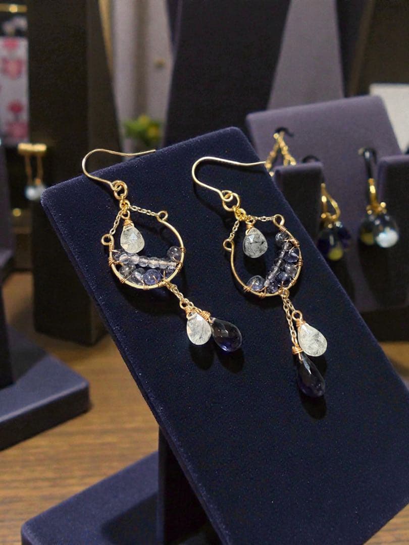 アイオライト×トルマリンインクォーツ＊ピアスNo.235