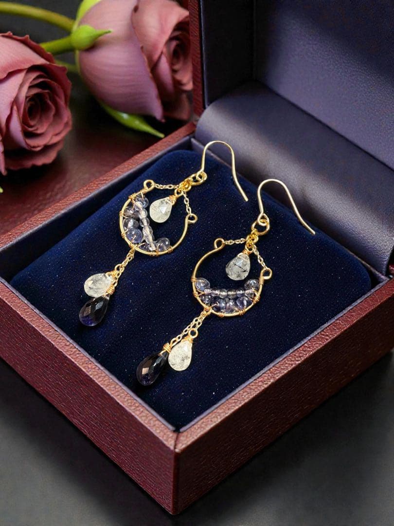 アイオライト×トルマリンインクォーツ＊ピアスNo.235