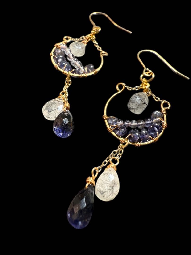 アイオライト×トルマリンインクォーツ＊ピアスNo.235