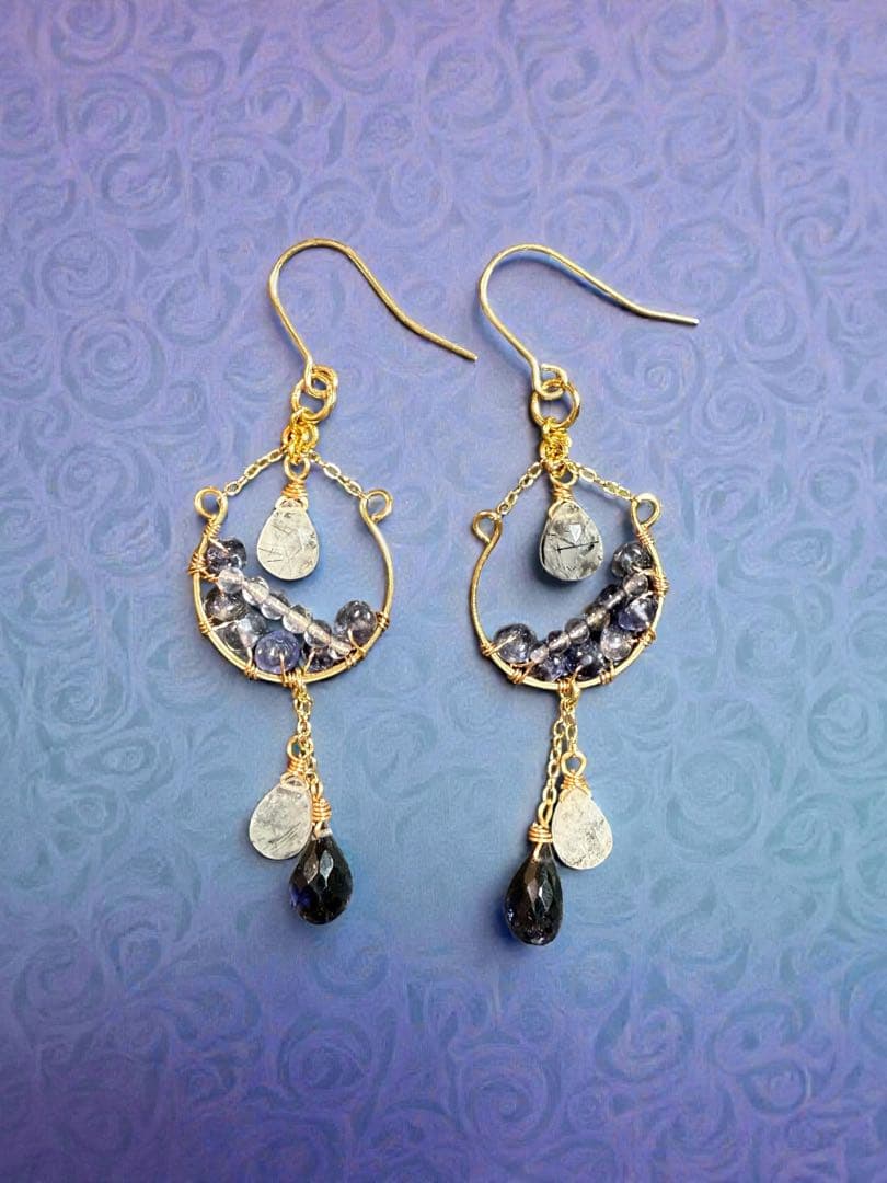 アイオライト×トルマリンインクォーツ＊ピアスNo.235