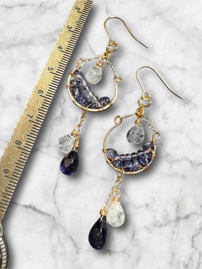 アイオライト×トルマリンインクォーツ＊ピアスNo.235