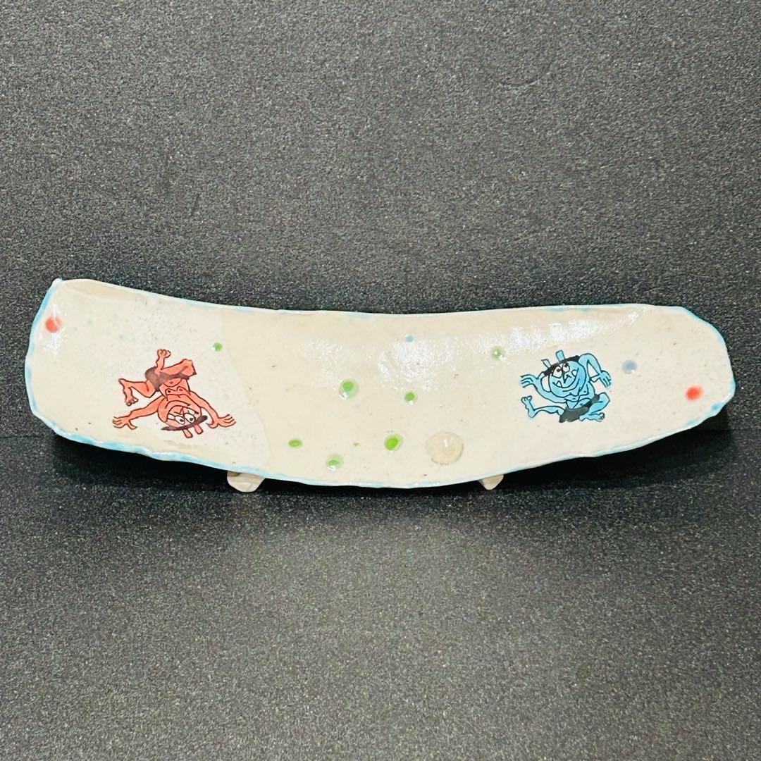 ⭐️ 【 新品 】九谷焼 幸窯 泡玉 鬼文 足付き 長角皿 ⭐️