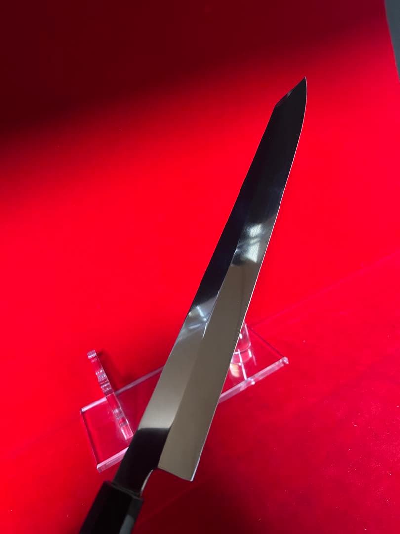 01561 包丁　剣型切付　尺　鬼反り　鏡面仕上げ　切味抜群　箱付　未使用品