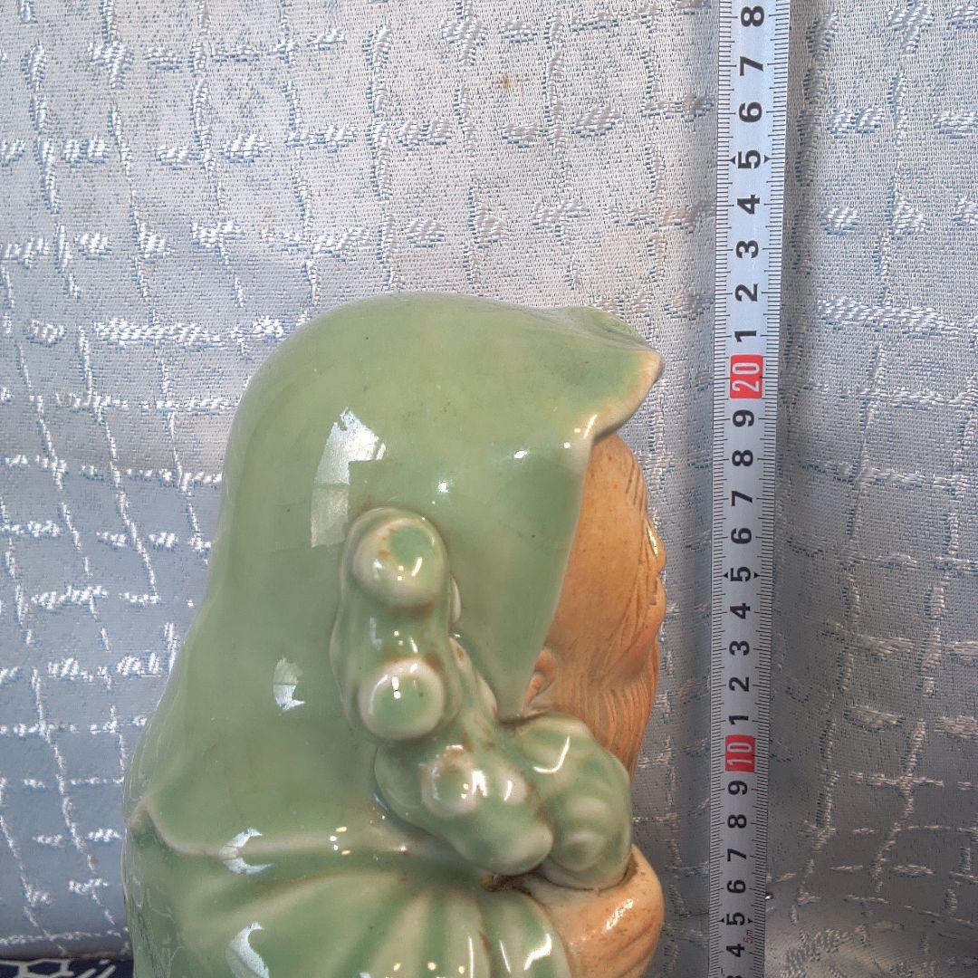 骨董4 緑色の陶器製老賢者像 約20cm - メルカリ