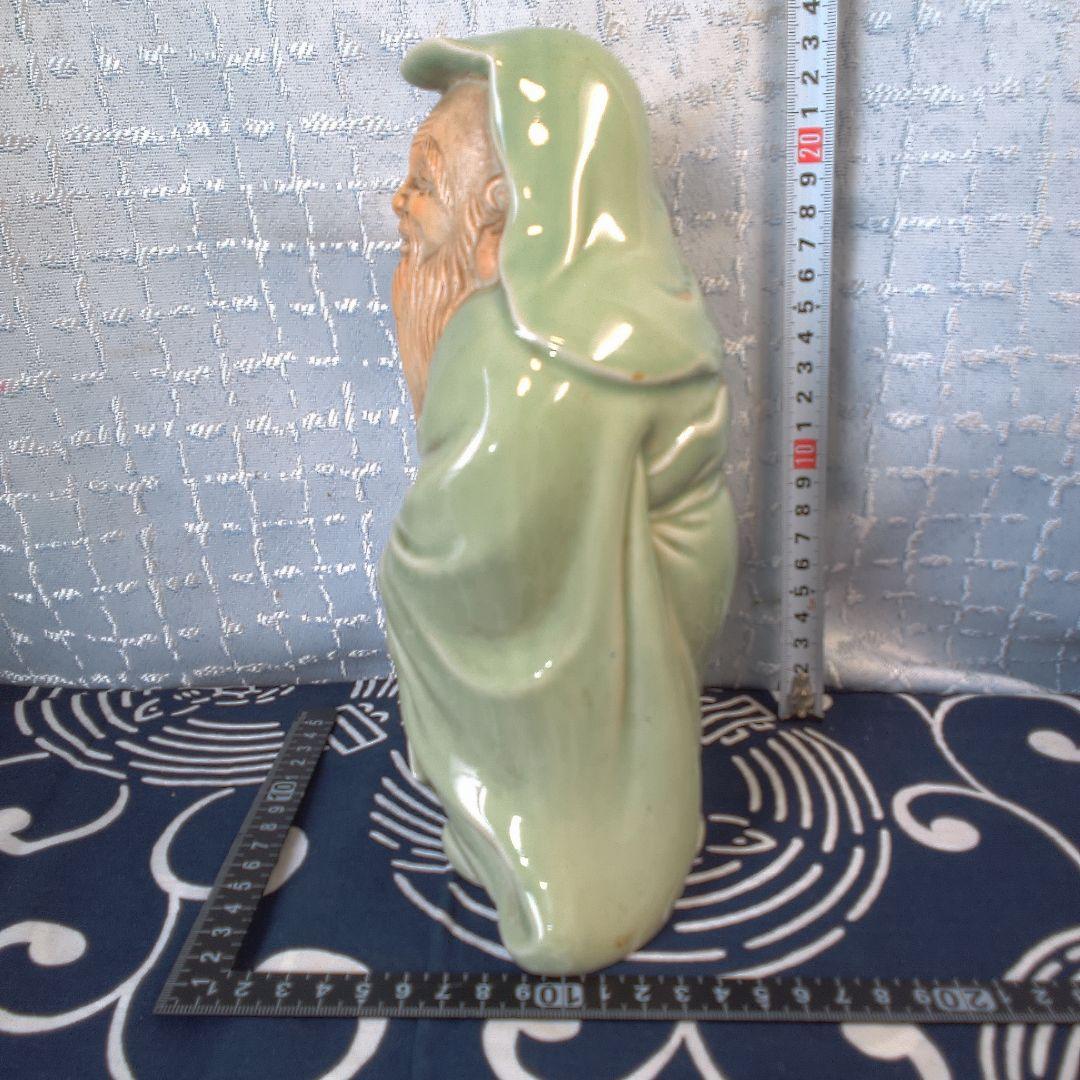 骨董4 緑色の陶器製老賢者像 約20cm - メルカリ