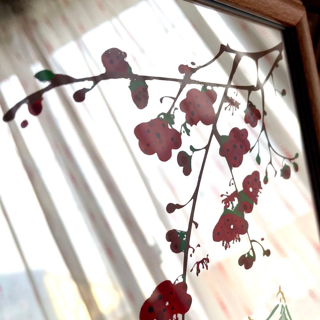 ハンドメイド　インテリア　壁掛け　鏡　梅と城/Japanese Style