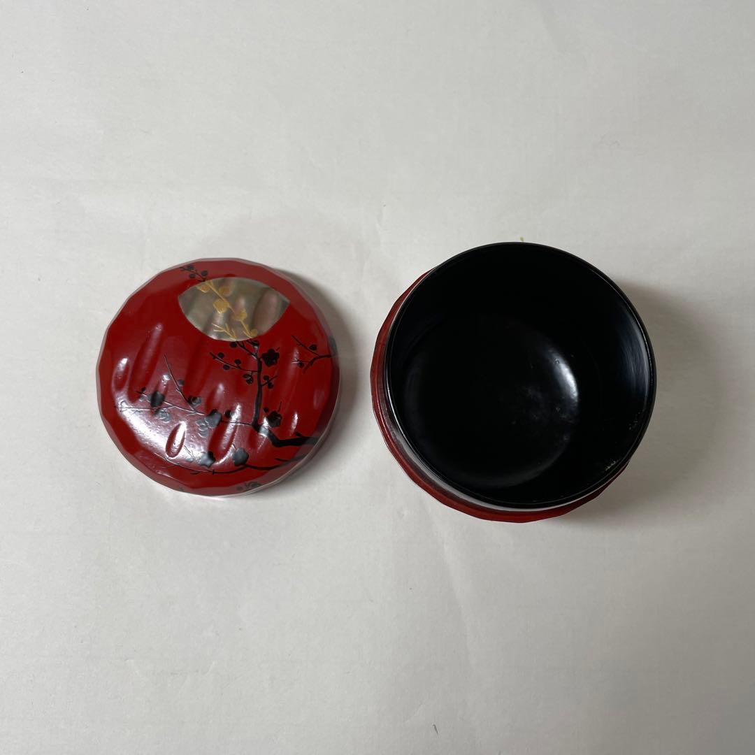 FD25⑦ 淡々斉好写　道馬宗廣作　黒朱　折撓一閑塗り　梅月棗