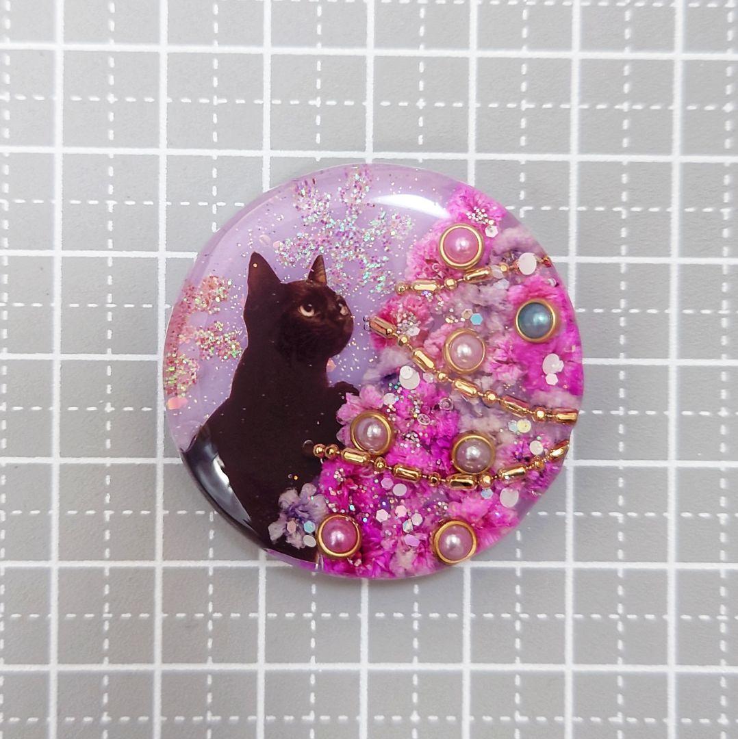 レジン　猫　ヘアゴム　ブローチ　ポニーフック　No.404