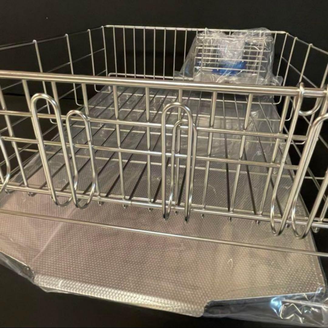 横置き5〜6人用　シンクに水が流れる水切り　新潟県燕市　水切りかご　水切りラック
