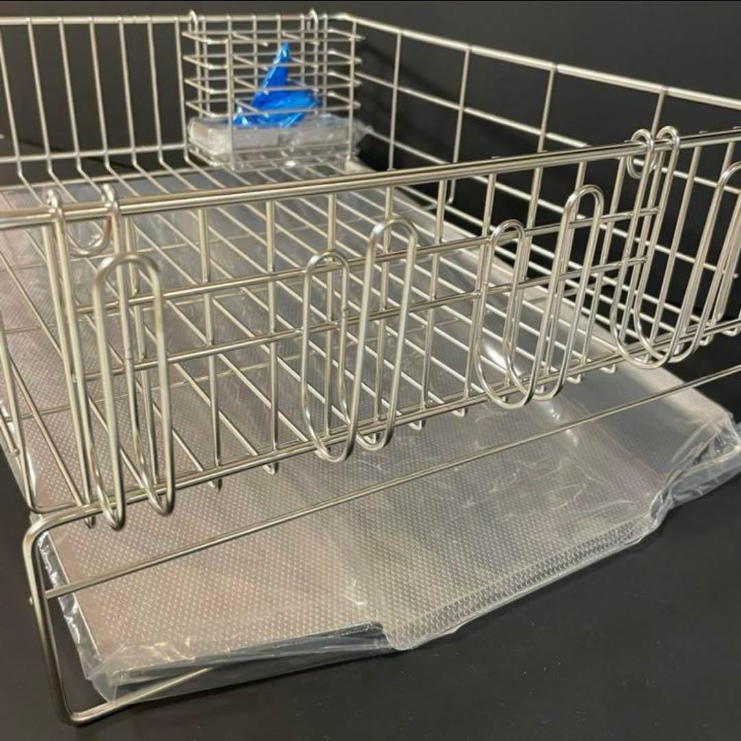 横置き5〜6人用　シンクに水が流れる水切り　新潟県燕市　水切りかご　水切りラック