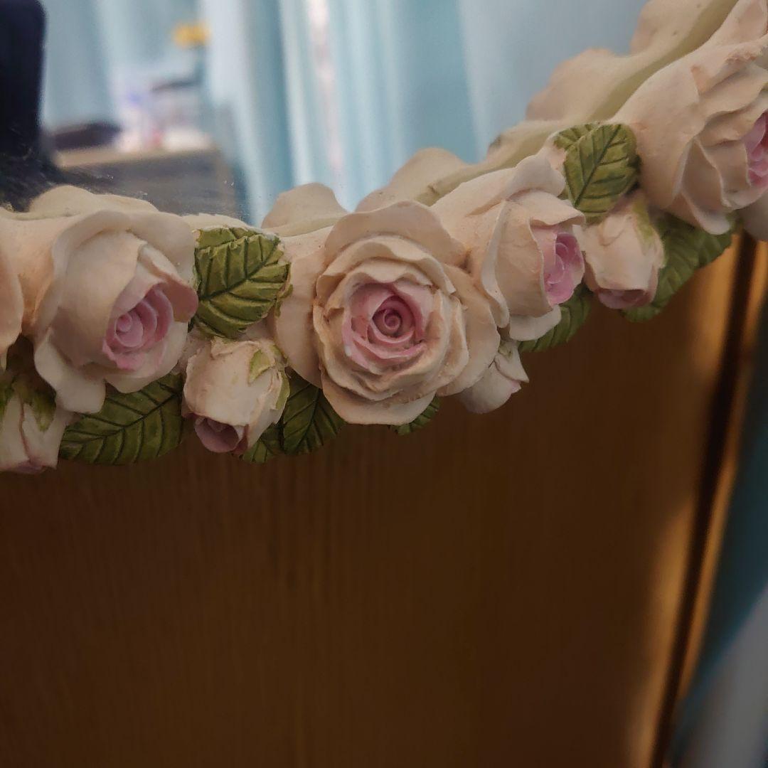 アンティーク調☆薔薇フレームの壁掛け鏡