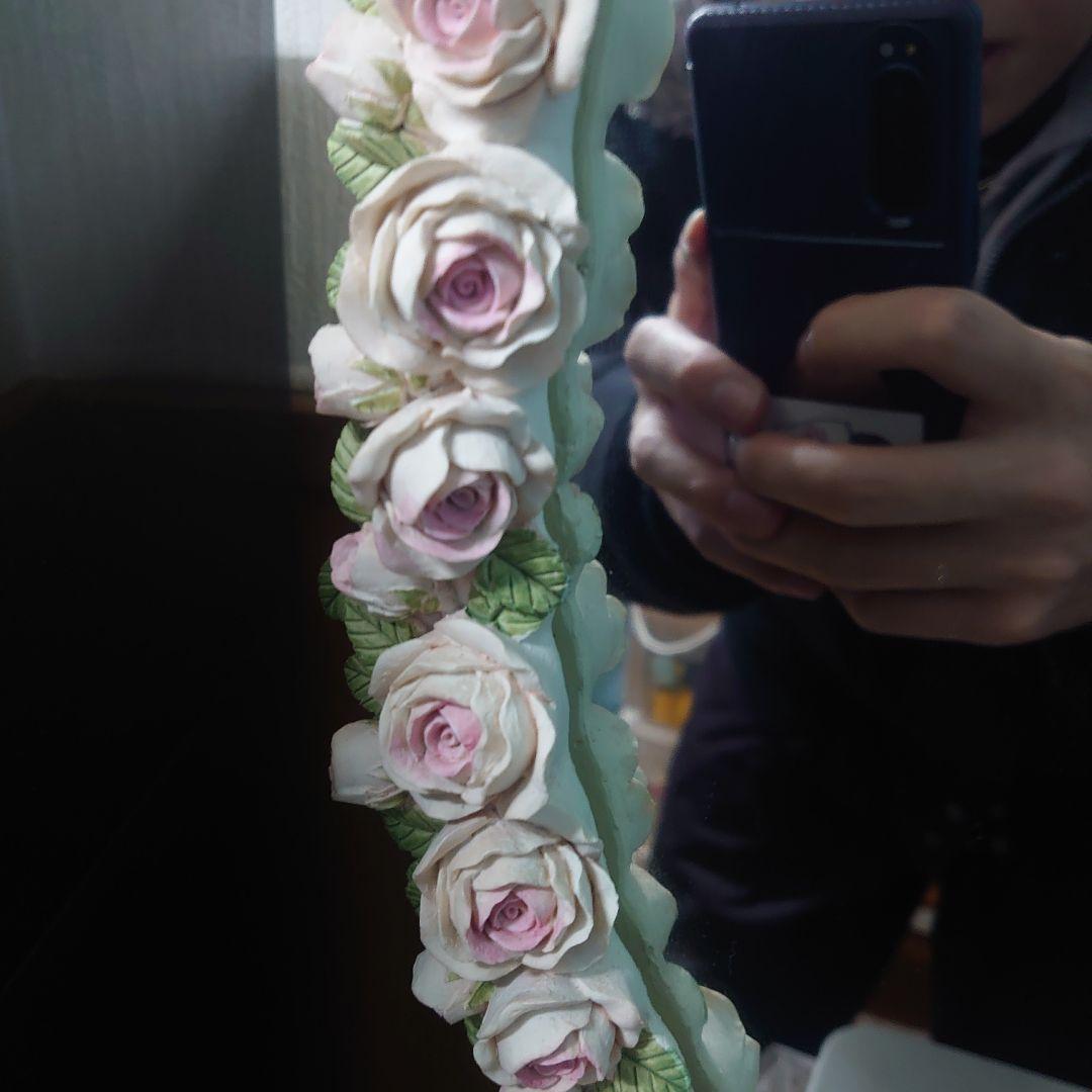 アンティーク調☆薔薇フレームの壁掛け鏡