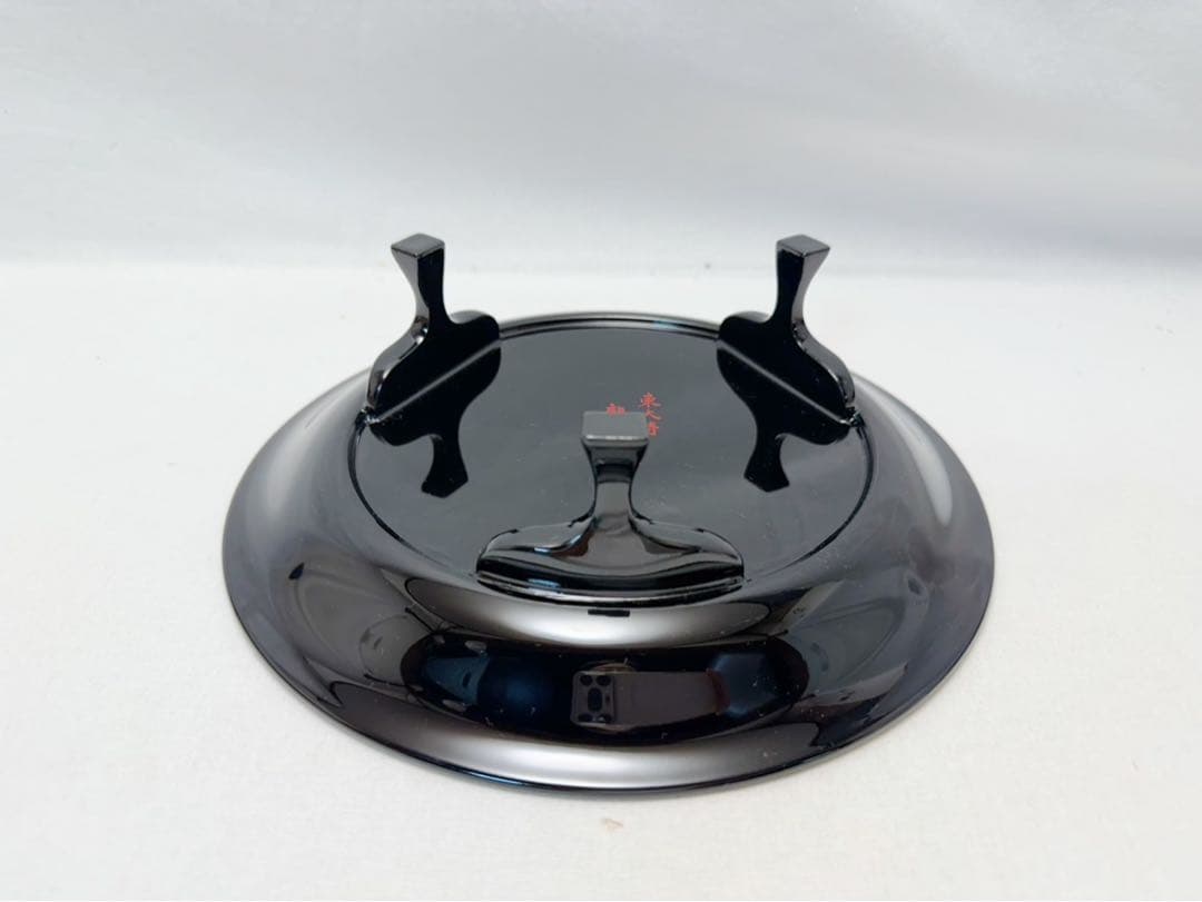 茶道具 京指物師亀雄斎作 内朱高脚盆東大寺龍松院第二百二十一世別当寬