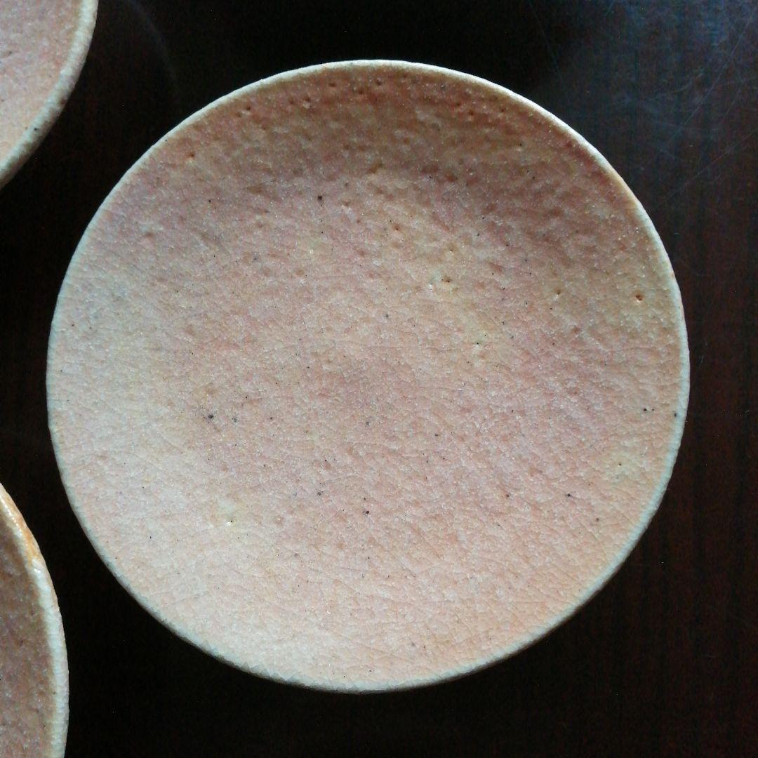 瀬戸焼　加藤春二　志野高台付銘々皿　5枚　16cm　昭和中期