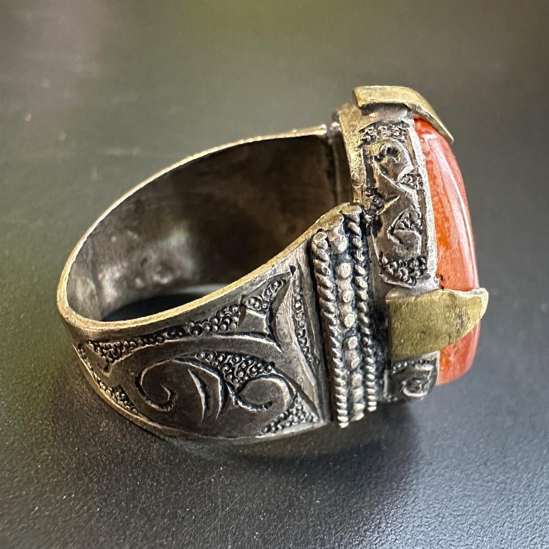 ビザンツ シルバーリング カラーストーン 印章指輪 パワーストーン