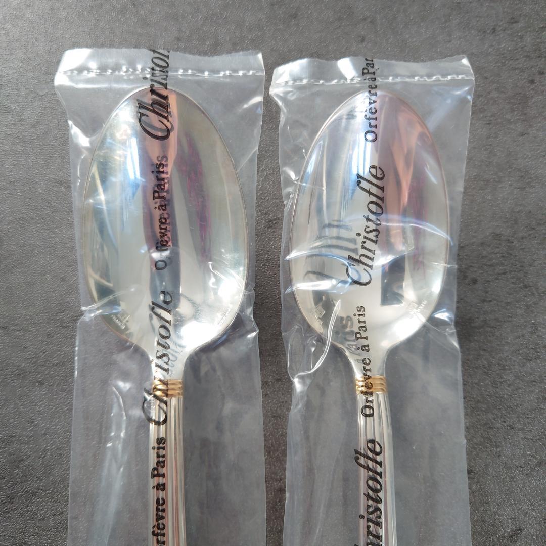 希少 クリストフル アリアゴールドリングデザートスプーン 未開封 2点