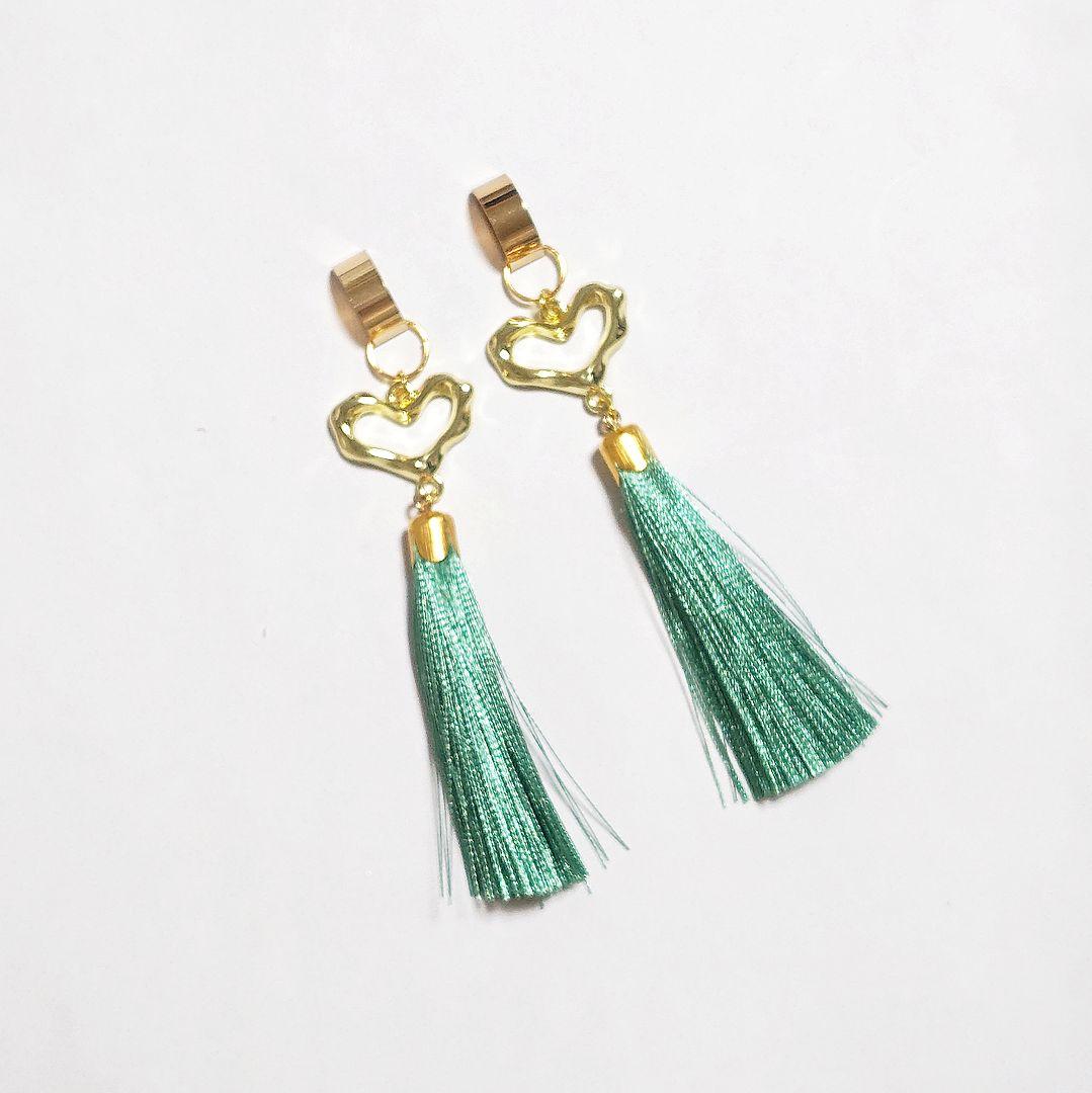 【1225】ハートとタッセルのピアスイヤリング