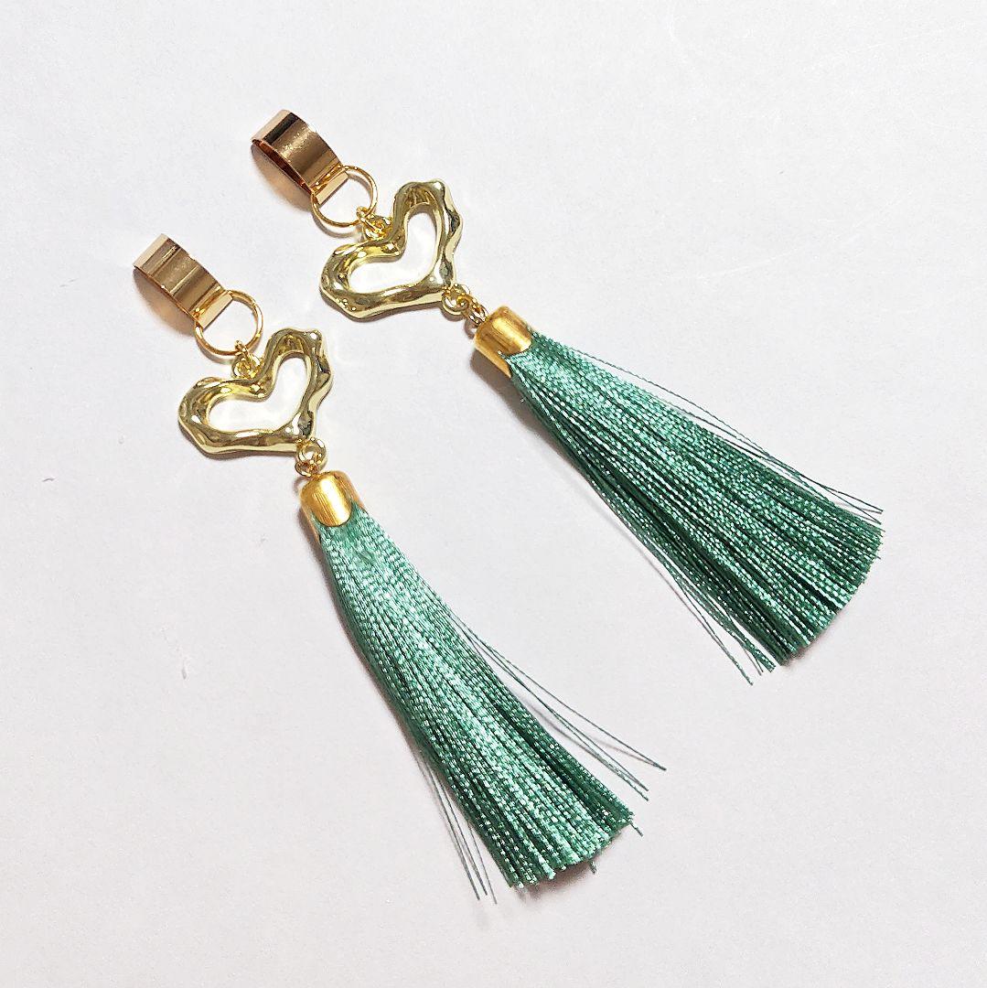 【1225】ハートとタッセルのピアスイヤリング