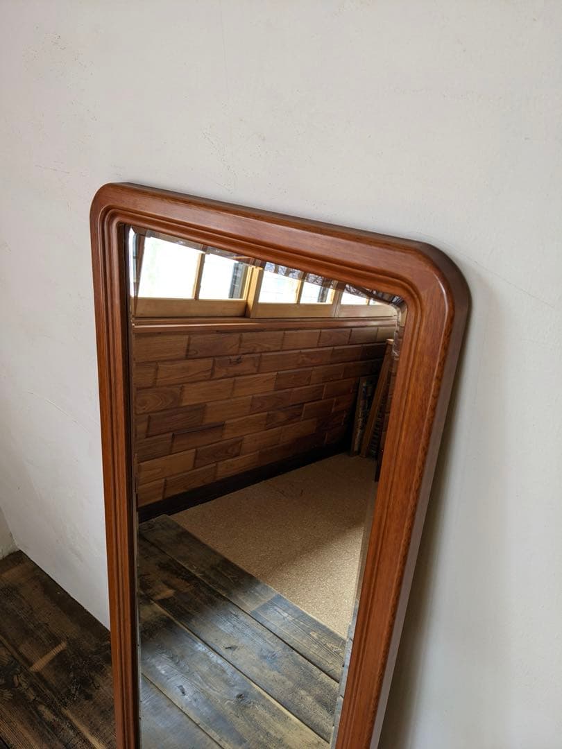 【受取者様が決まりました】木製スタンドミラー ミエミラー 面取り加工　姿見