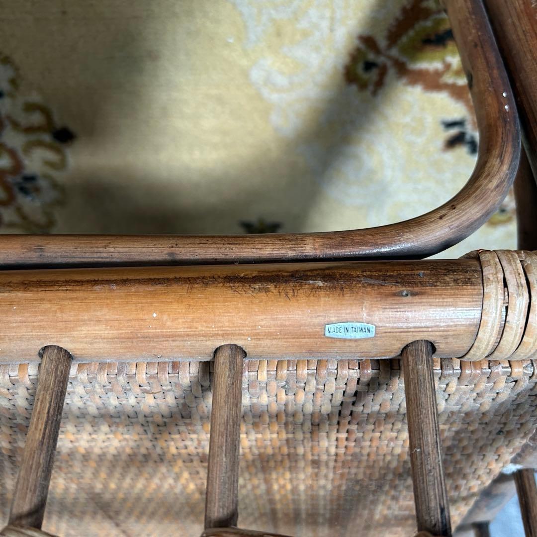 ꧁籐家具꧂ラタン収納付スタンドミラー 全身鏡 姿見 昭和レトロ アジアン