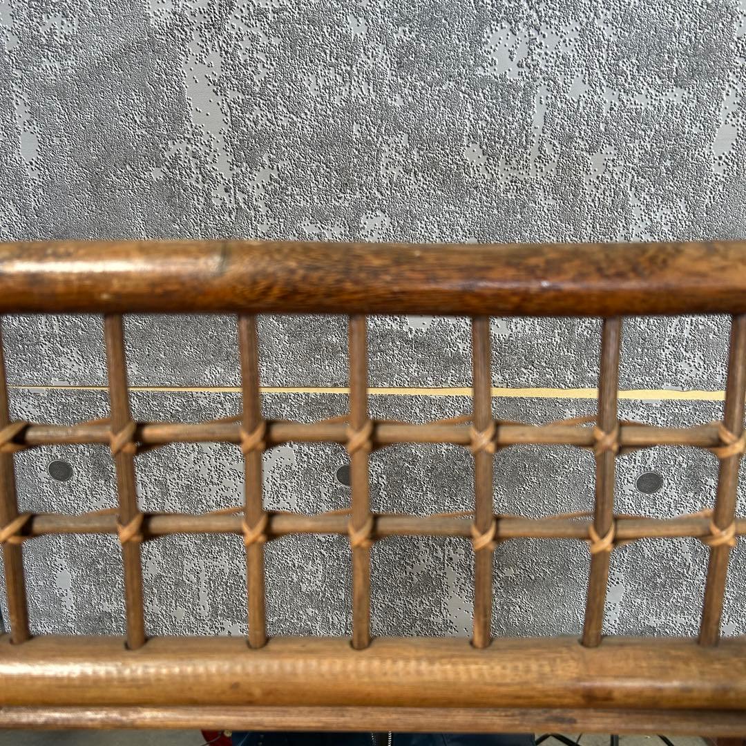 ꧁籐家具꧂ラタン収納付スタンドミラー 全身鏡 姿見 昭和レトロ アジアン