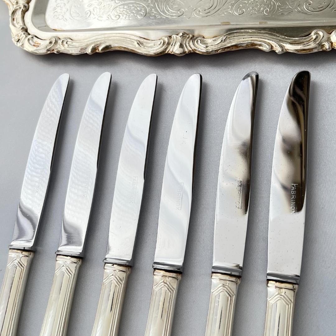 【仏蘭西】 パールとアカンサス デザートナイフ 6本【シルバープレート】