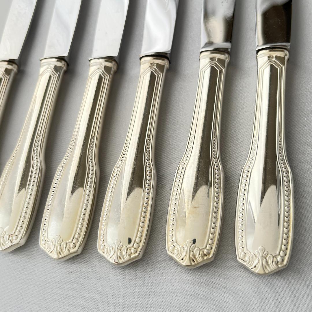 【仏蘭西】 パールとアカンサス デザートナイフ 6本【シルバープレート】