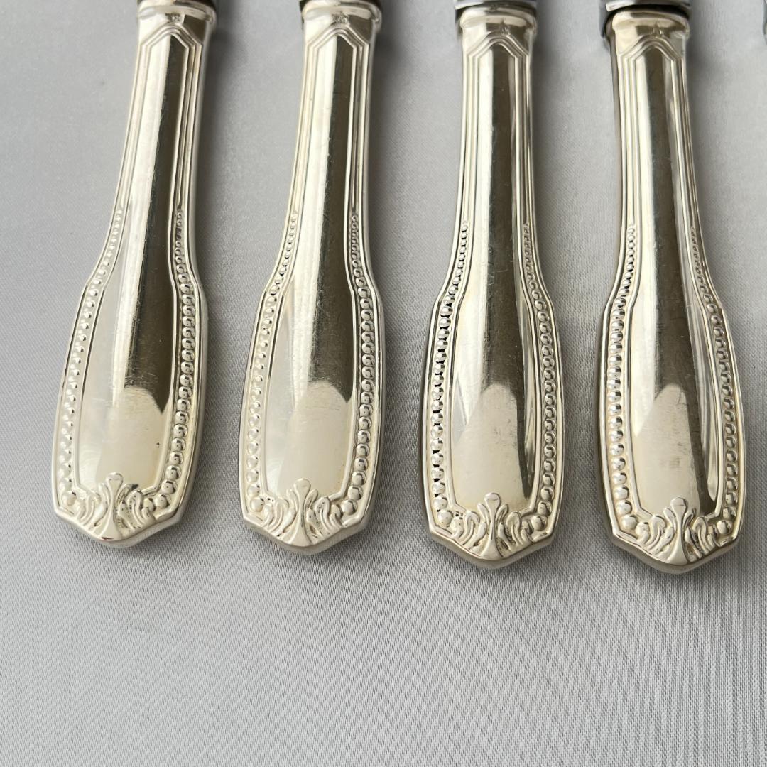 【仏蘭西】 パールとアカンサス デザートナイフ 6本【シルバープレート】