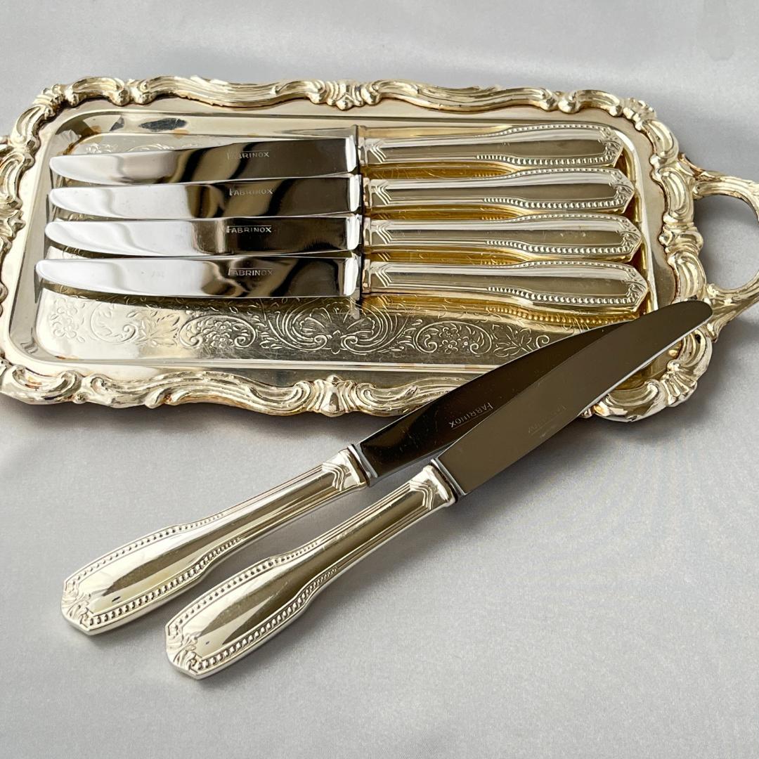 【仏蘭西】 パールとアカンサス デザートナイフ 6本【シルバープレート】