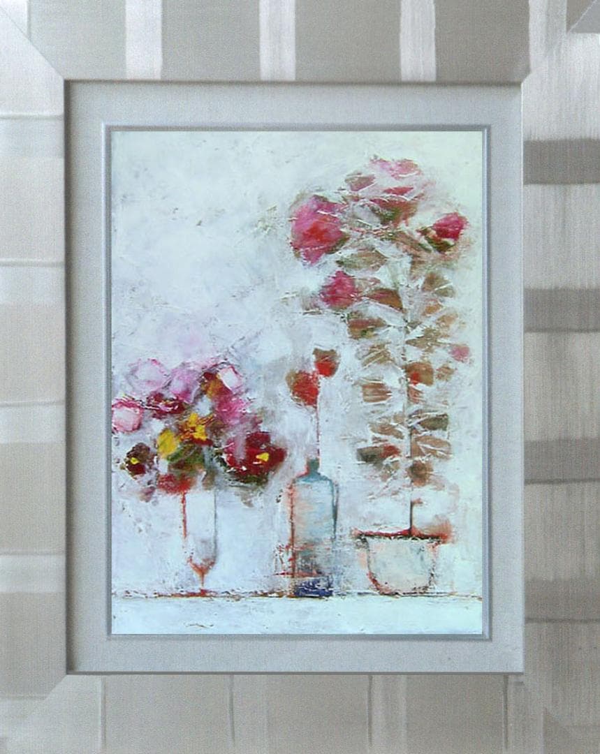 油絵 菅家令子 絵 絵画 インテリア 額付き(黒) uF6-071102 花