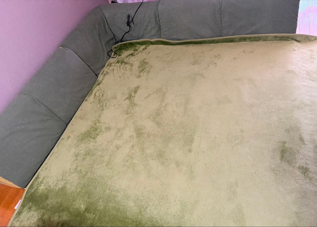 うたたね、ごろ寝もできる日本製ローソファセット　　コーナーソファ　グリーン