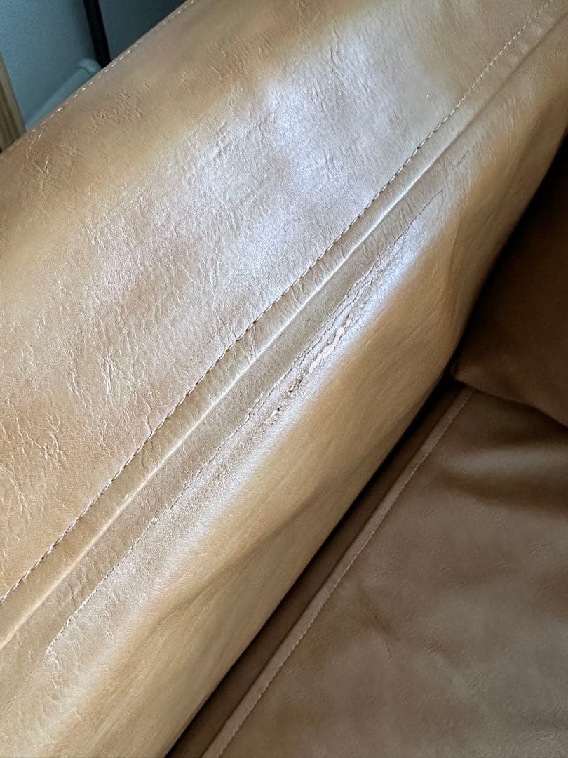 ブラウンレザー2人掛けソファ