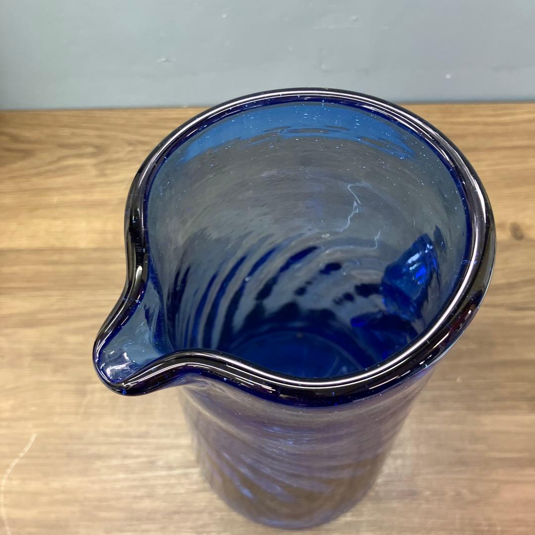 D-壁 琉球ガラス 水差し ピッチャー ブルー 吹きガラス デキャンタ
