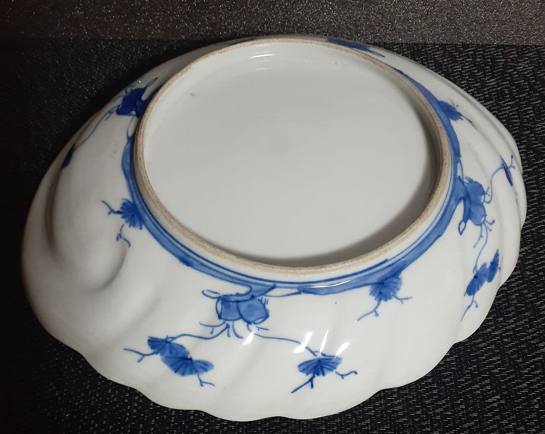 【名品麗美❗️】江戸時代　古伊万里　染錦　金彩色絵　松竹梅に花市松文　鮑形変形皿