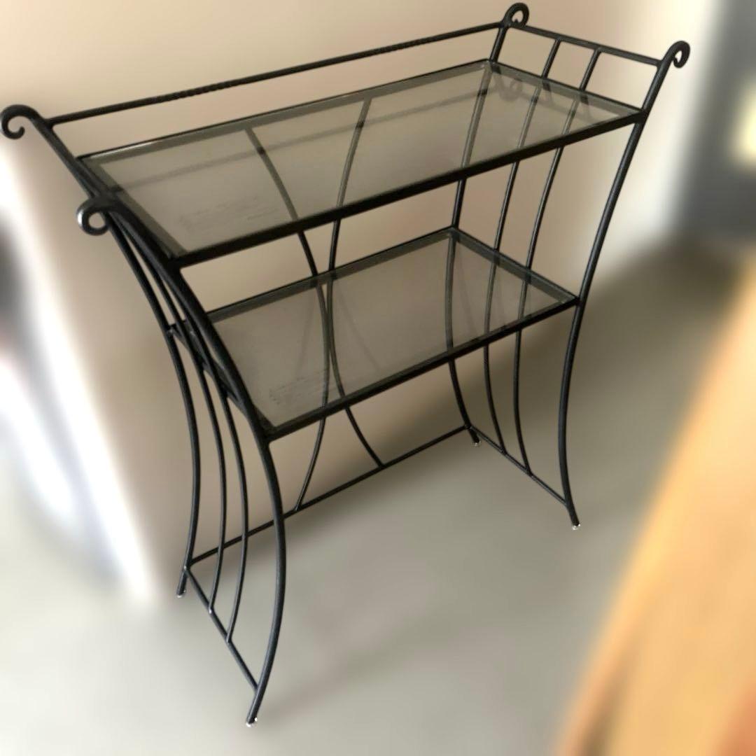 コンソール　玄関 スリム ガラステーブル おしゃれ 飾り台 黒 アルテジャパン