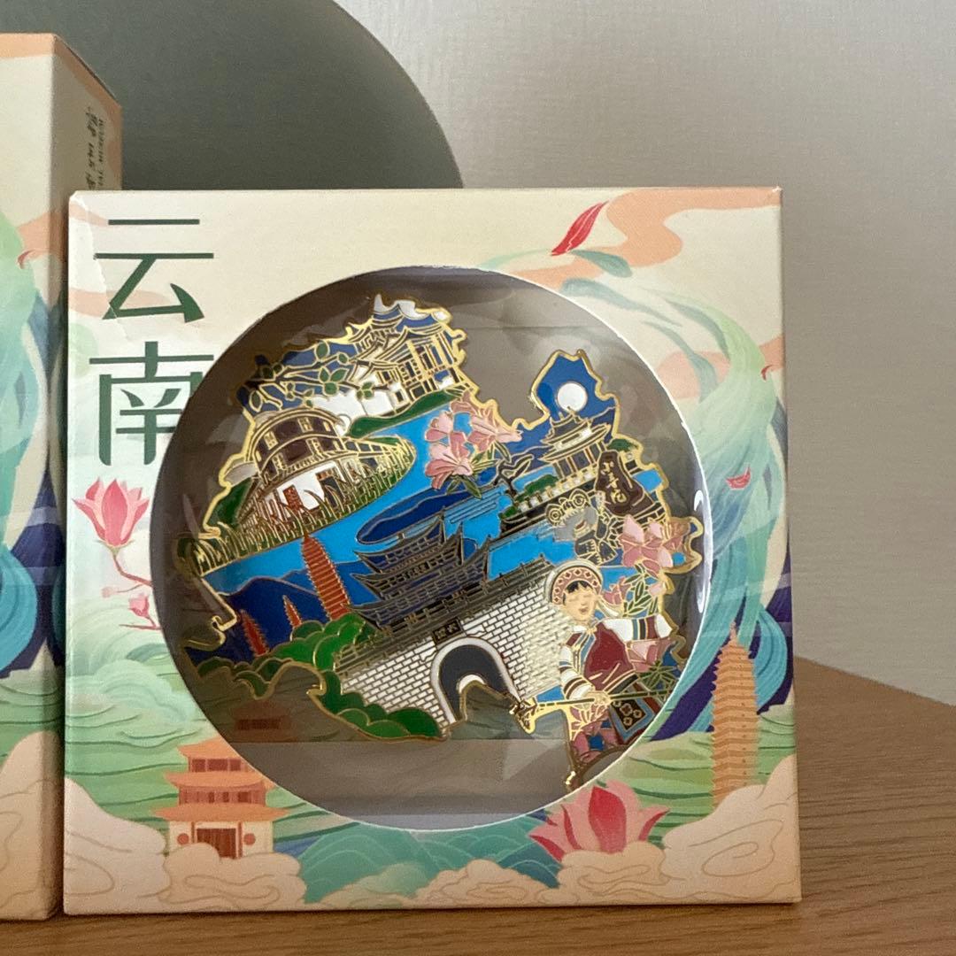 中国雲南省の伝統的な風景 置物 3点セット