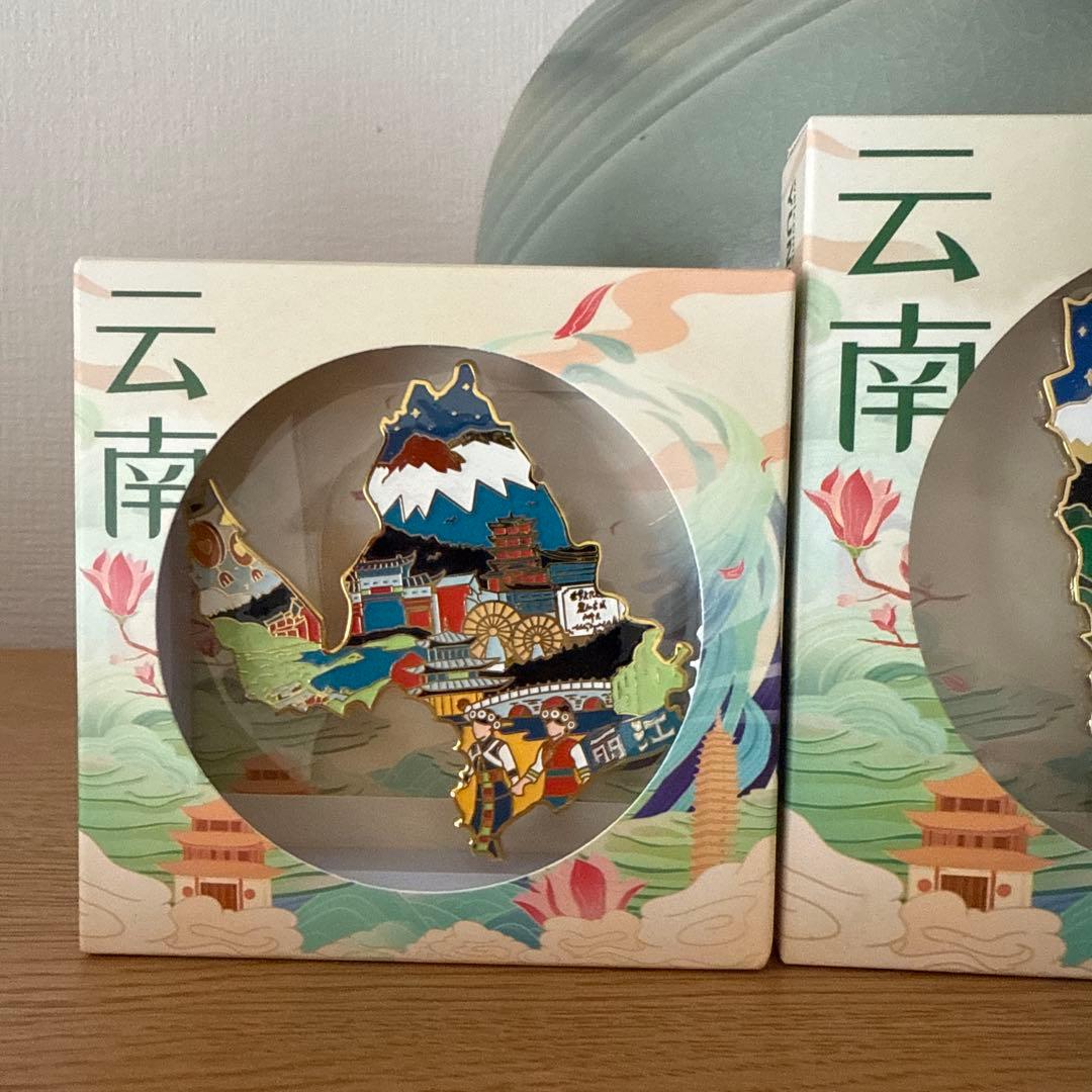 中国雲南省の伝統的な風景 置物 3点セット