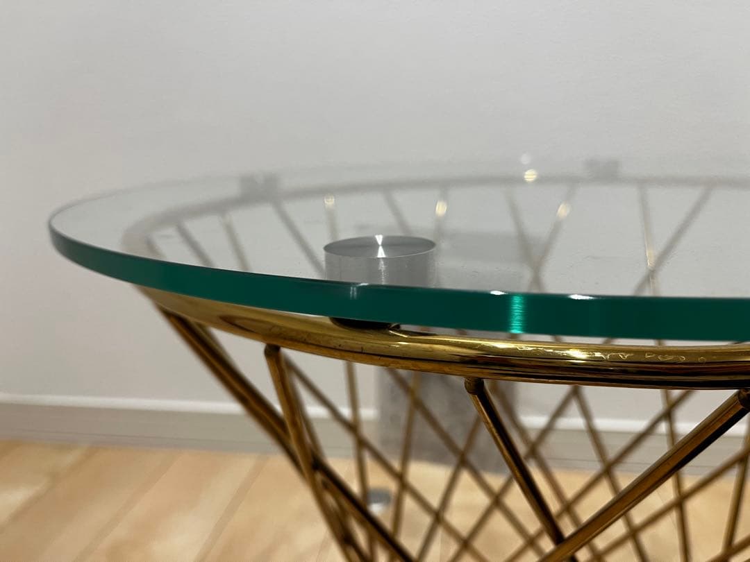 フランフラン　マーリアサイドテーブル　クリア×ゴールド φ500