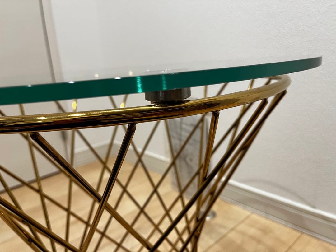 フランフラン　マーリアサイドテーブル　クリア×ゴールド φ500